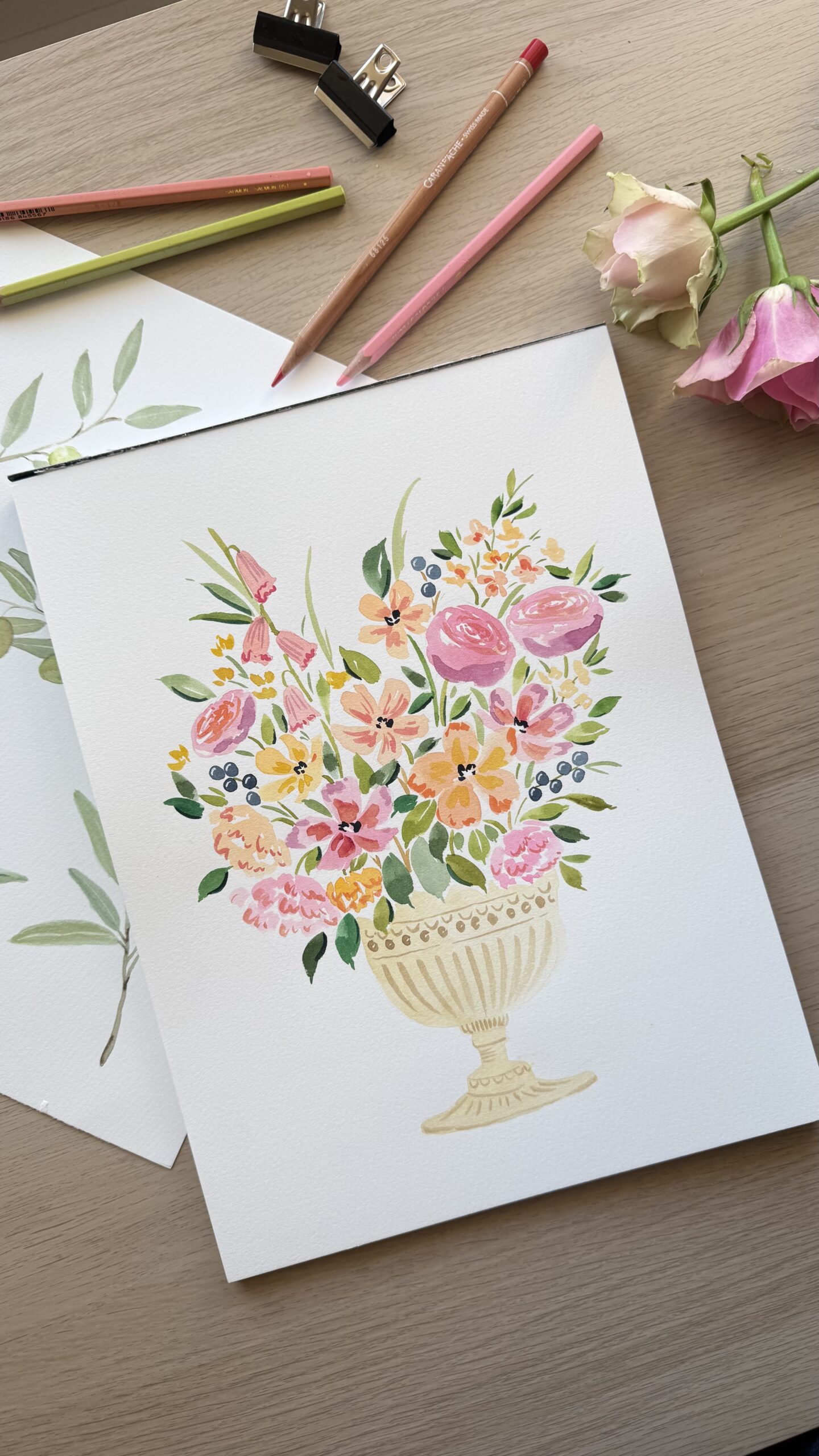 aquarelle originale bouquet